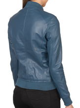 Bomber Jacket Women, Sapphire Leather Jacket