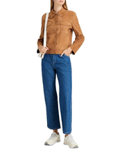 Camel Max Suede Trucker Leather Jacket