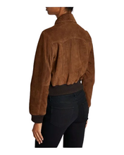 Laurent Tobacco Suede Jacket Women, Brown