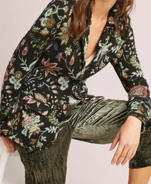 Deidre Hall Days of our Lives Black Floral Blazer