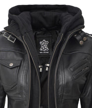 Women Leather Jacket With Hood Burgh