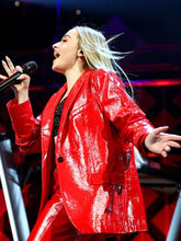 Sabrina Carpenter Red Leather Blazer