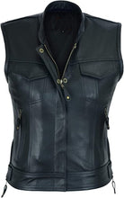 Leather Vest For Women with Side Zipper