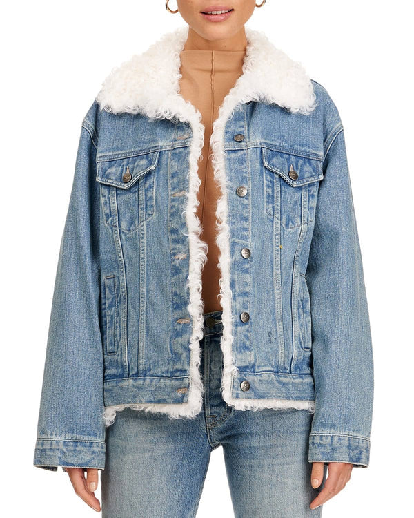 Sherpa Trucker Jacket Women, Blue