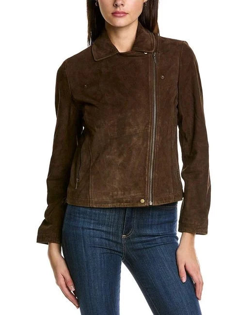 Lavina Goat Skin Suede Jacket In Brown