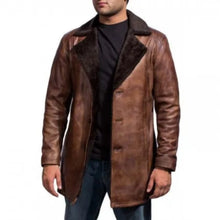 Cinnamon Color Men's Fur Trench Leather Coat