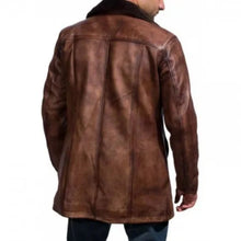 Cinnamon Color Men's Fur Trench Leather Coat