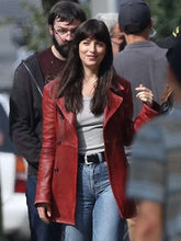 Madame Web Dakota Johnson Maroon Leather Jacket