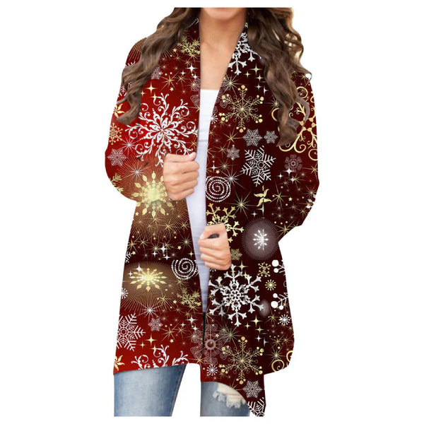 Fashion casual Christmas print cardigan jacket