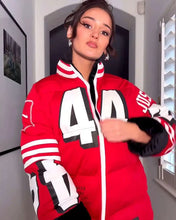 Kristin Juszczyk Red Puffer Jacket