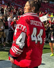 Kristin Juszczyk Red Puffer Jacket