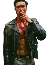 Charles Melton inspired leather jacket with front and inner pockets