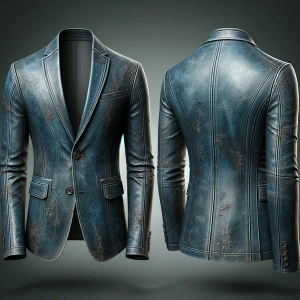 Rustic Distressed Men's Leather Blazer