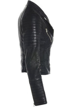Moto Asymmetrical Biker Jacket Women, Black
