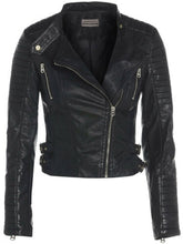Moto Asymmetrical Biker Jacket Women, Black