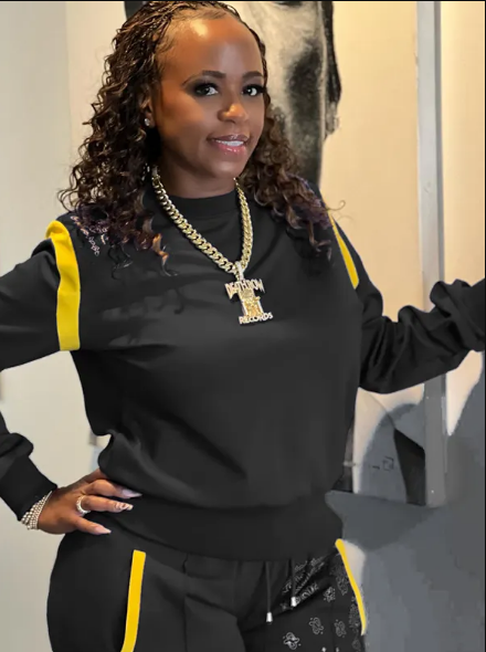 Shante Broadus Black Bandana Tracksuit