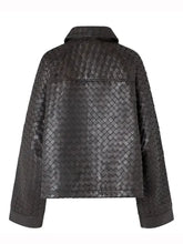 Black woven texture style jacket with turn-down collar