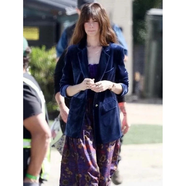 The Idea Of You 2024 Solene Blue Velvet Blazer