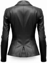 Fitted Black Leather Women Coat Blazer