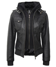 Women Leather Jacket With Hood Burgh