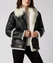 Aviator Black And White Shearling Jacket