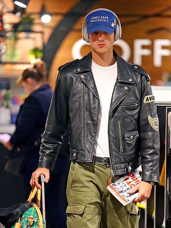 Jacob Elordi Avirex Black Leather Jacket