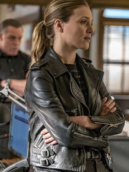 Chicago PD Tracy Spiridakos Black Leather Jacket – Edison Jacket