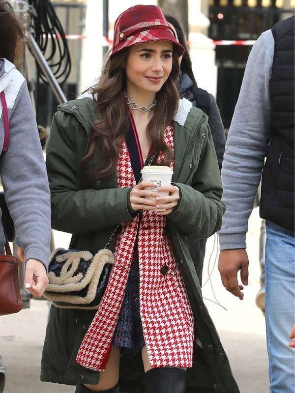 Emily In Paris Lily Collins Green Jacket with Hood