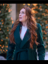 Shop Falling for Christmas 2022 Lindsay Lohan Green Coat