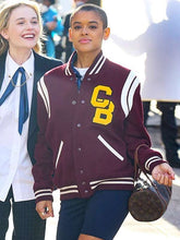 Shop Gossip Girl Jordan Alexander Maroon Letterman Jacket