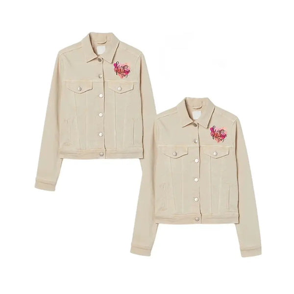 Happy Valentine Day Couple Beige Demin Jackets