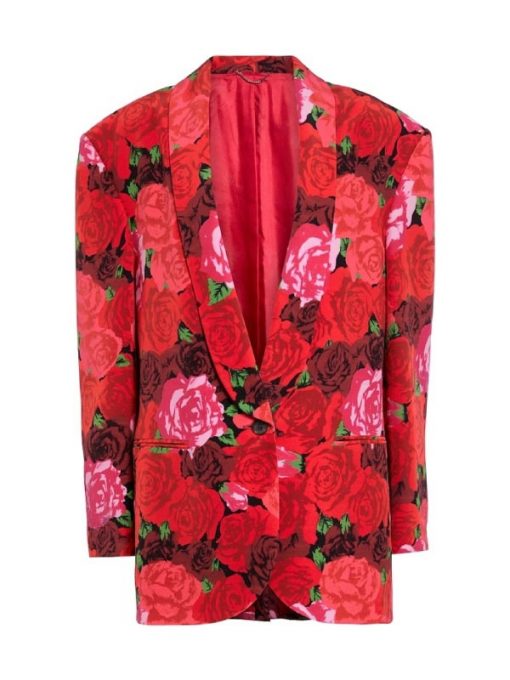 Emily In Paris S03 Emily Cooper Red Rose Printed Blazer