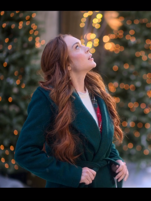 Falling for Christmas 2022 Lindsay Lohan Green Coat