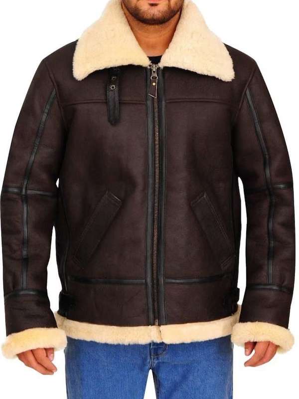 Men B3 Shearling Brown Leather Jacket