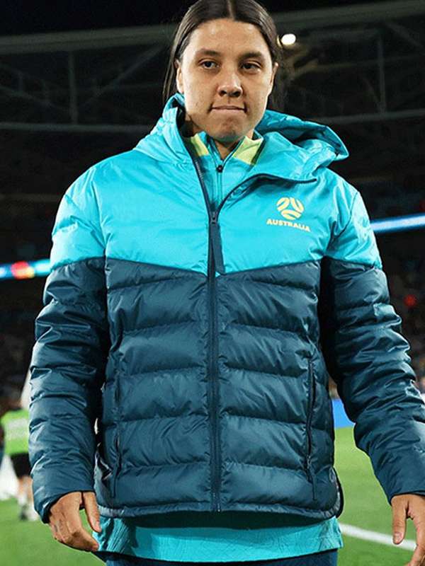 Sam Kerr Matildas 2023 Football Team Blue Puffer Jacket