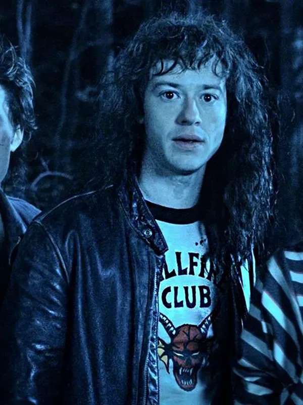 Stranger Things S04 Joseph Quinn Black Leather Jacket