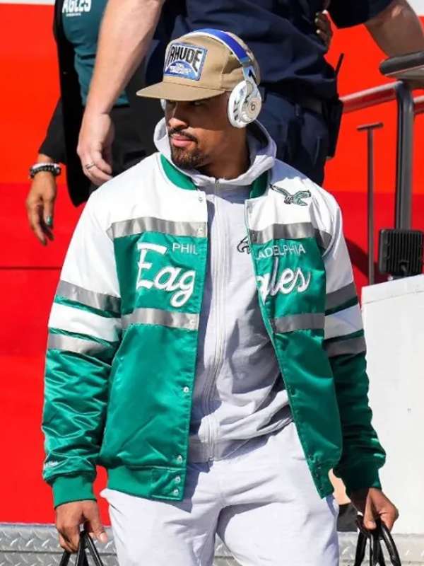 Jalen Hurts Philadelphia Eagles Green Bomber Jacket