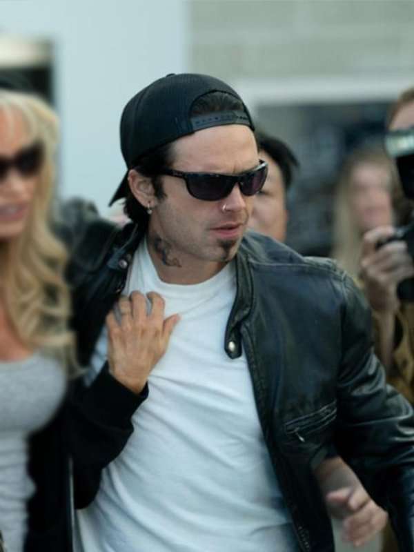 Sebastian Stan Pam & Tommy Tommy Lee Black Biker Jacket