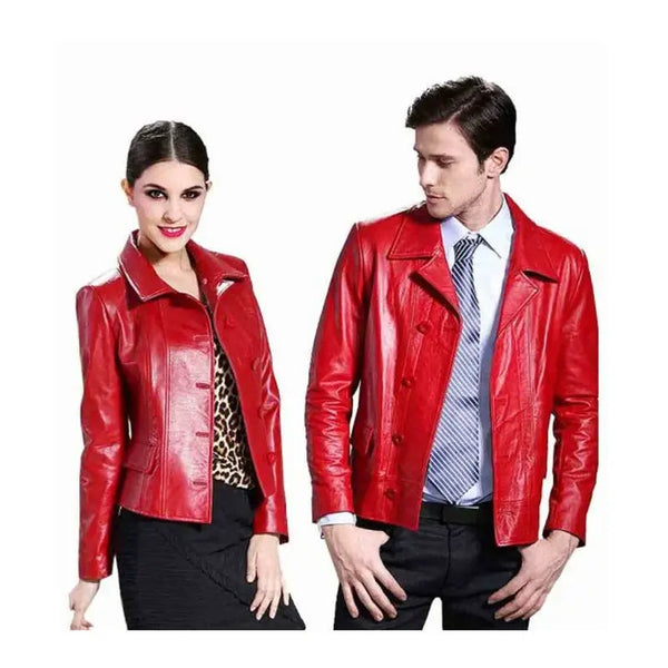 Valentines,s Couple Red Leather Jacket