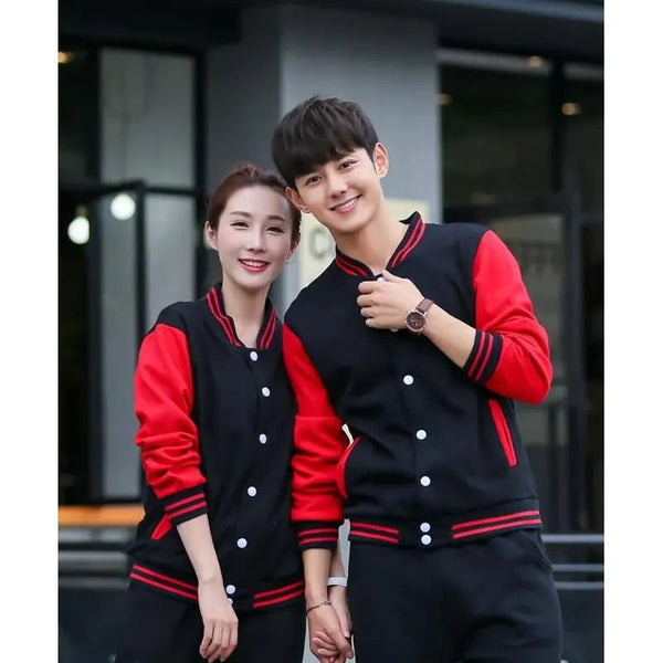 Couples Red and Black Valentines Day Varsity Jacket