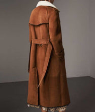 Womens Brown Suede Double Breasted Coat